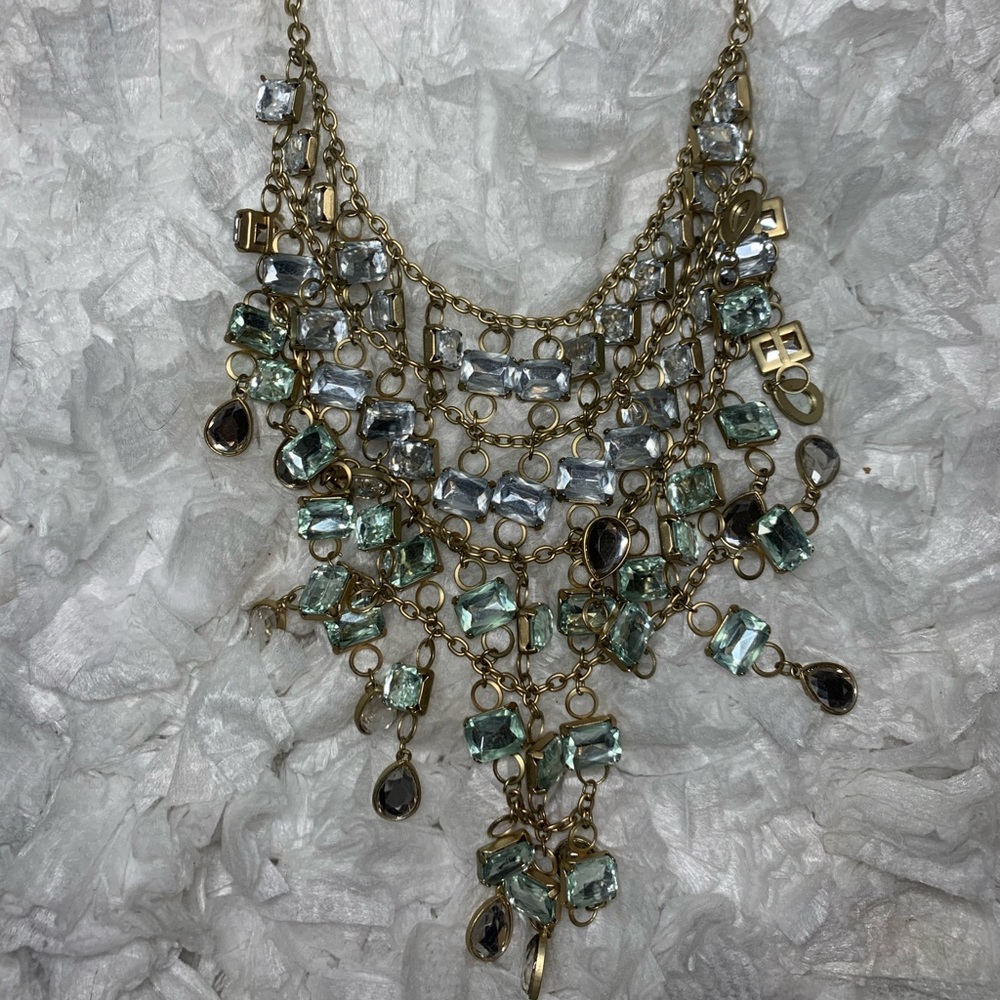 Gold/blue statement necklace - Picture 3 of 3